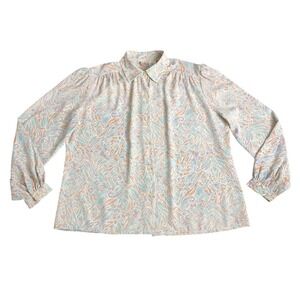 Vintage 70s 80s Dalton Top Womens 16 Abstract All‎ Over Print Secretary Academia